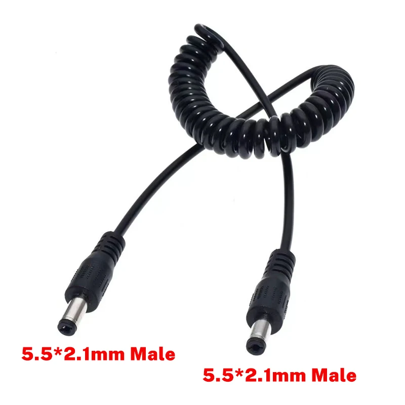 

1PCS DC 5.5*2.1mm Male to 5.5*2.1mm Male Power Retractable Cord 1.5m Power Adapter DC Jack Plug 5.5mmx2.1mm Cable With Spring