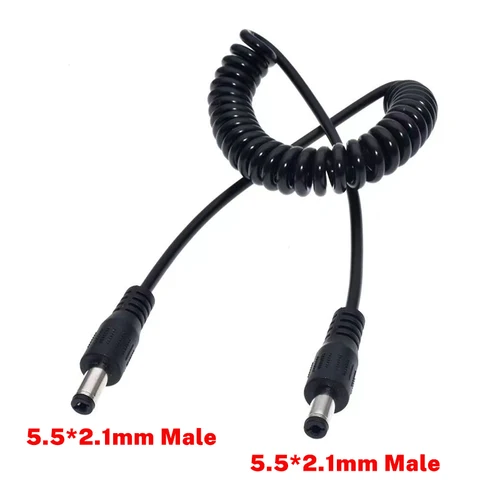 1 Uds DC 5,5*2,1mm macho a 5,5*2,1mm Cable de alimentación retráctil macho 1,3 m adaptador de corriente DC Jack Plug 5,5mm x 2,1mm Cable con resorte