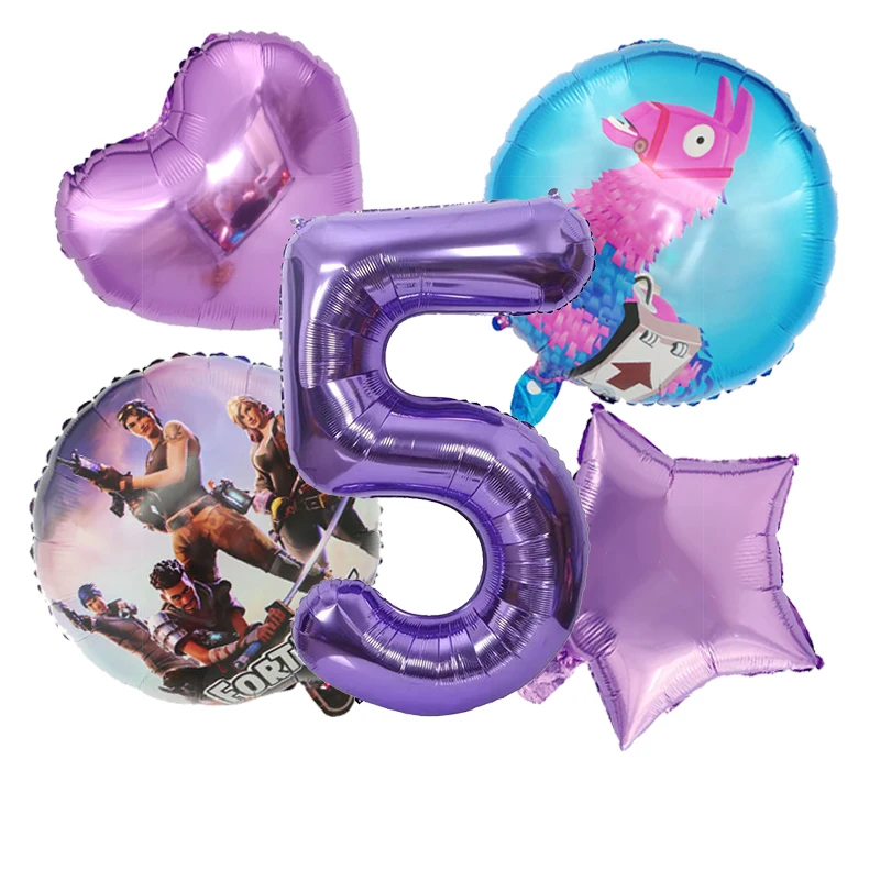 مجموعة بالونات أرقام لتزيين حفلات أعياد الميلاد للأطفال من Fortnite، لعبة قلعة ليلية للأولاد، بالونات على شكل دائري، ديكور منزلي #3