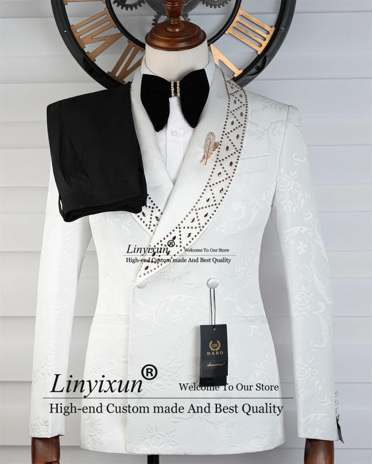 

Модные жаккардовые мужские костюмы с блестящими ромбовидными лацканами, свадебные смокинги по индивидуальному заказу, комплекты из 2 предметов, мужские пиджаки для жениха, костюм Homme