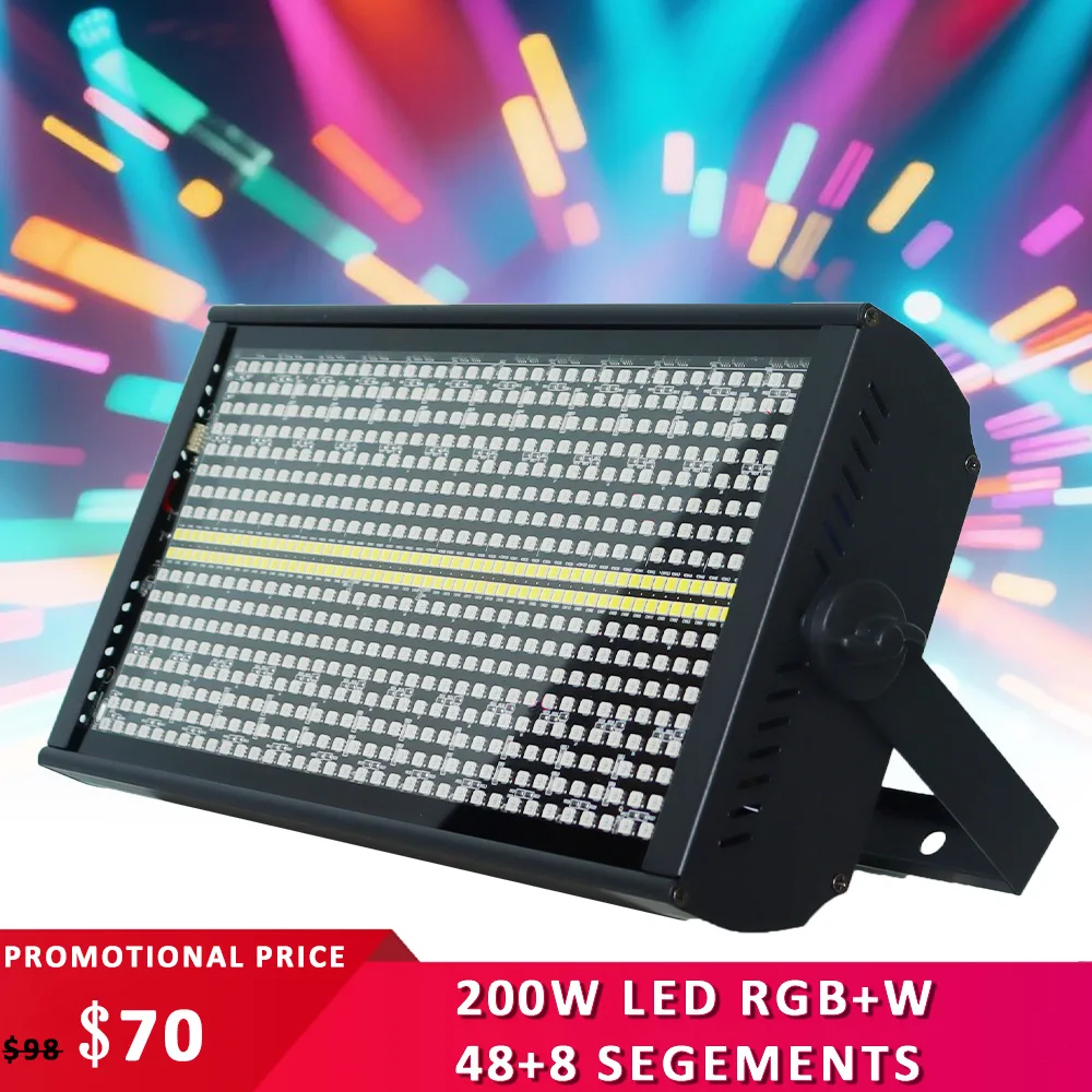 At Mic LED 200W RGBW Strobe Lighting 48+8 Zones Washing Strobe Effect For Dj Disco Home Party Club DMX Control Background Light