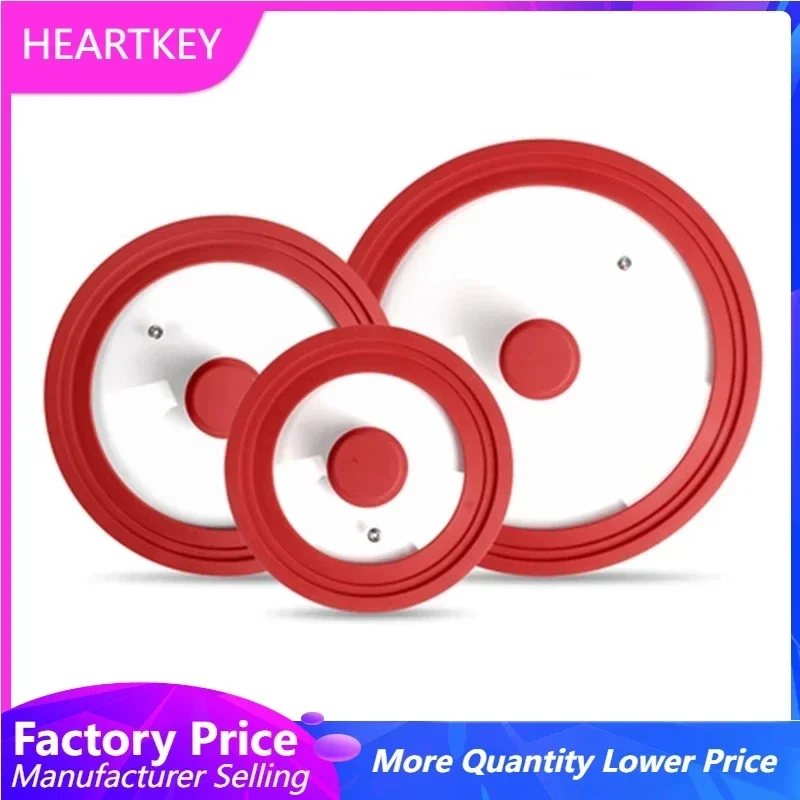 

Round Saucepan Glass Lids For Pots Cookware Parts Wok Universal Approved Food Grade Glass Silicon Cover Lid