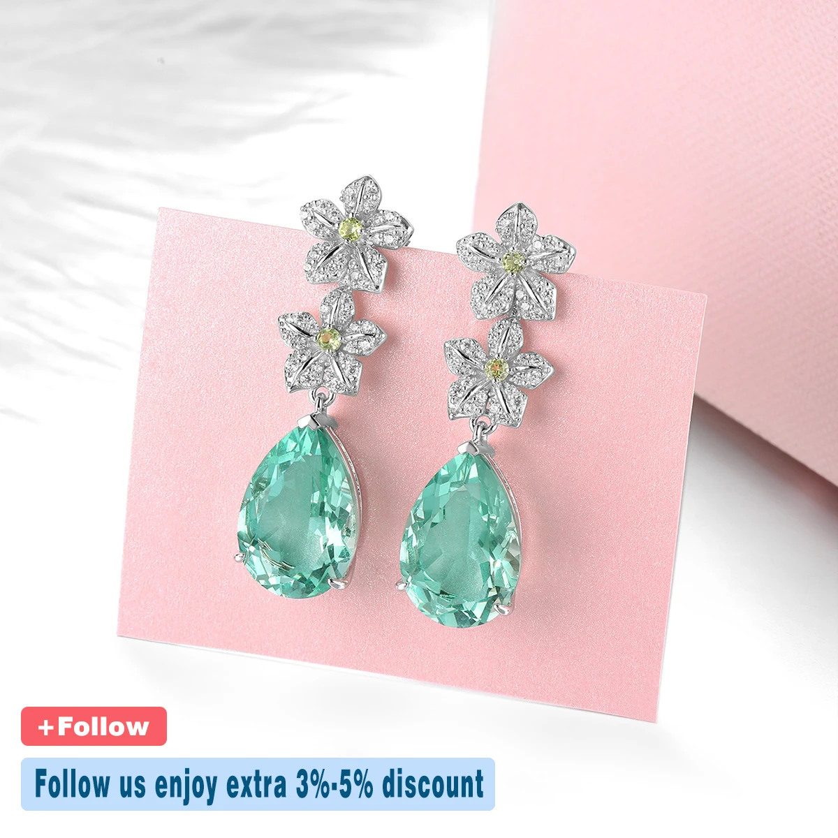 Natural Green Fluorite Sterling Silver Drop Earrings 12.8 Carats Romantic Elegant Fine Jewelry Style Women S925 Engagement Gift