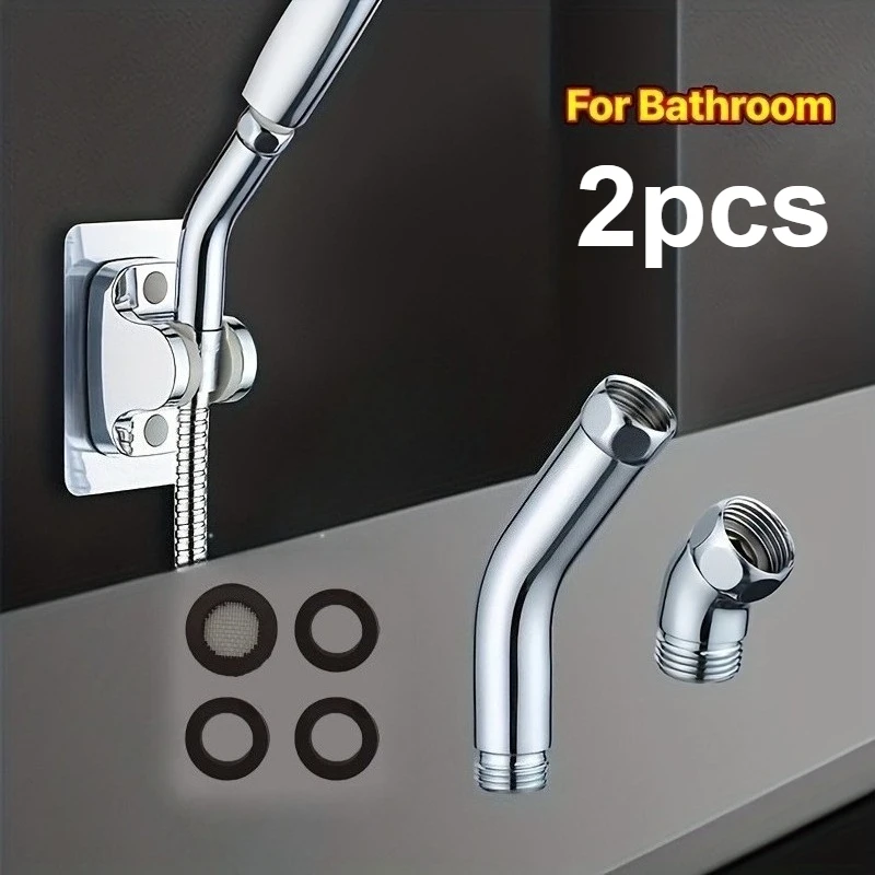

2pcs Set: Long and Short Heavy-Duty High-Quality Shower Head Angle Adjuster | Handheld to Overhead Shower Head Converter | Shower Head Bracket Elbow Fitting, ABS Electroplated Angle Adjuster, Quick 30-Second Installation for DIY Enthusiasts