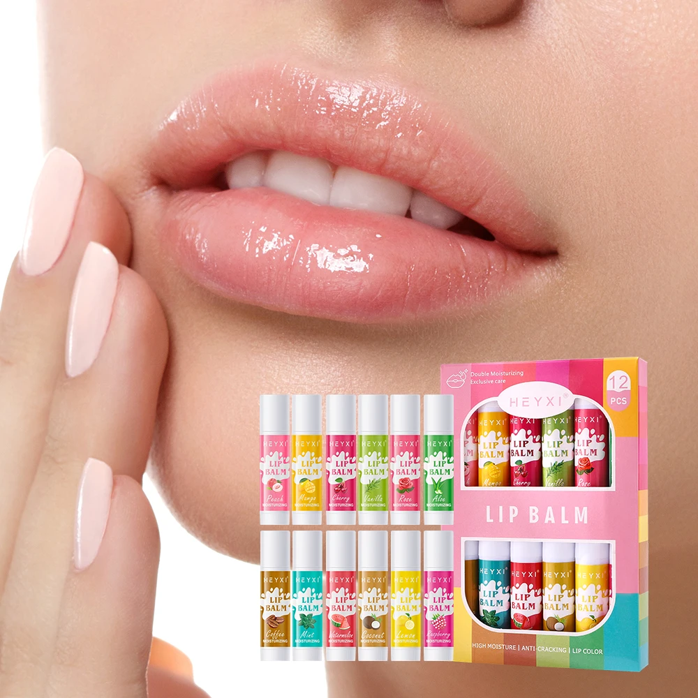 12 piece lipstick gift set, fruity, nourishing lip care, 24-hour long-term moisturizing, suitable for dry and dark lips