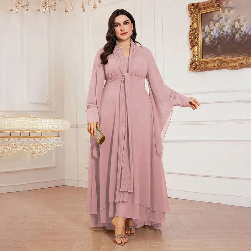 Elegant large-size dress, fashionable ruffle edge literary and retro bridesmaid clothes, new high-end classic luxury dance daily