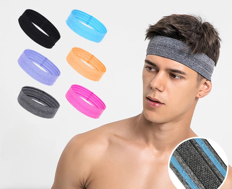 Men Women Sports Headband Anti Slip Silicone Sweatband Running Yoga Headband Sweat Absorbing Seamless Sport Hairband Accessories