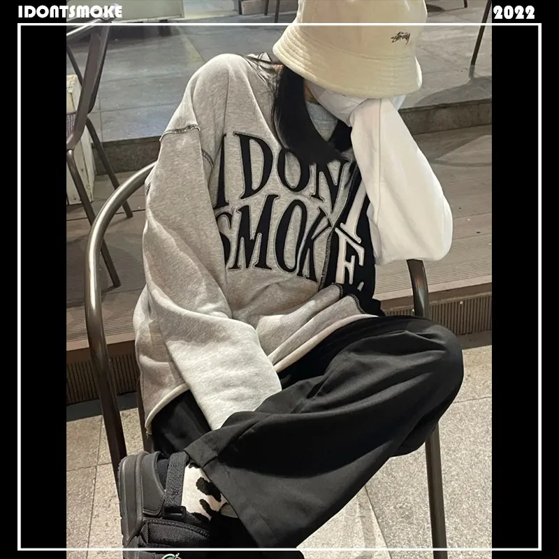 YUQI Vintage Y2k Sweatshirt Streetwear Women Oversized Aesthetic American Pullover Hippie Designer Hoodies Unisex Fashion Goth