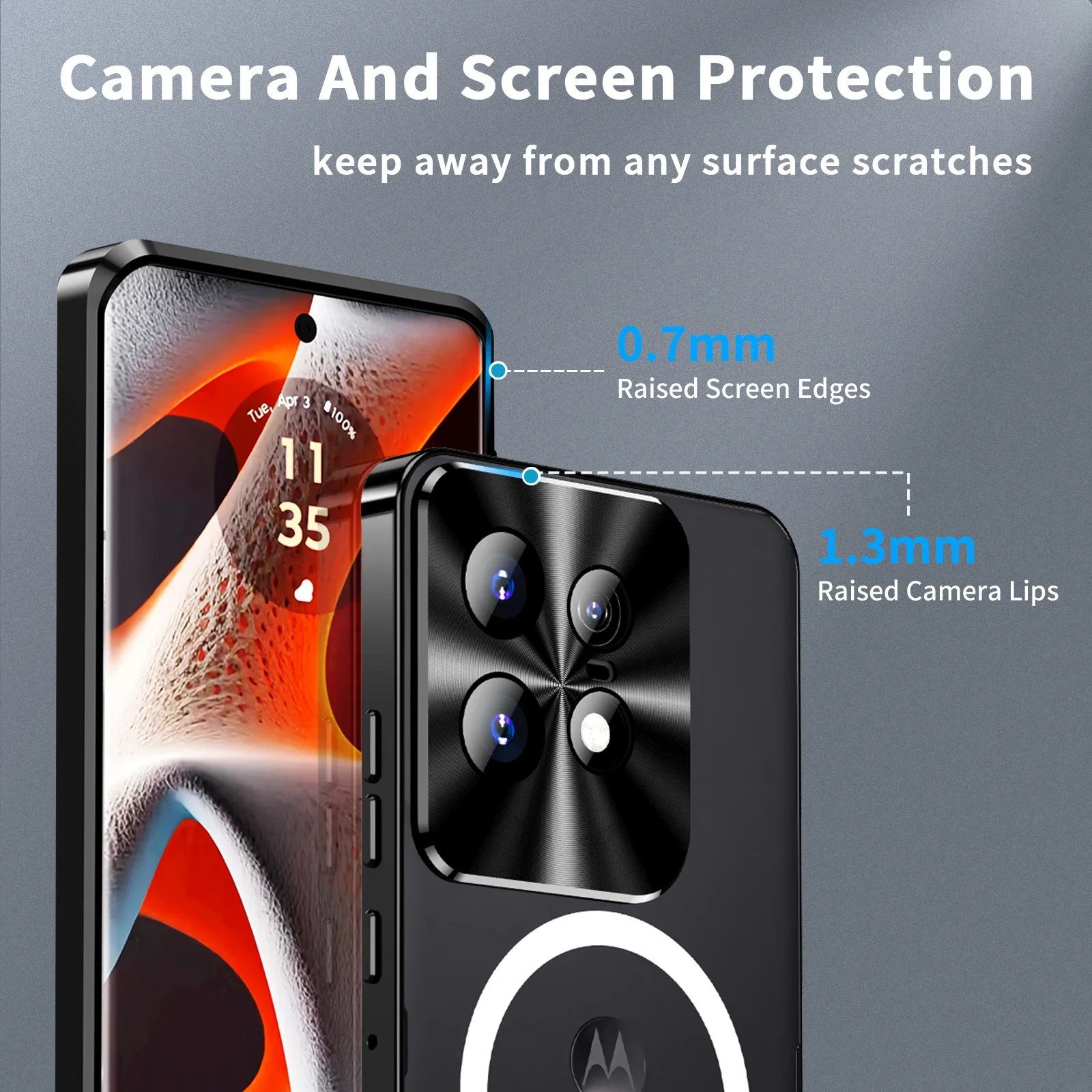 For Motorola Edge 50 Pro Case Metal Alloy Magnetic Aluminum Bumper PC Transparent Wireless Charge Cover For Moto Edge 50 Pro