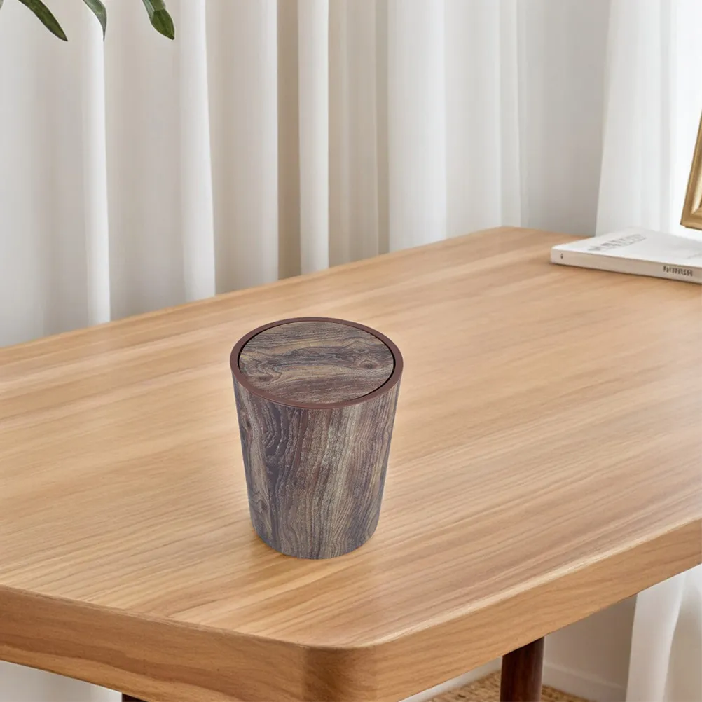 

Large Capacity Vintage Wood Grain Trash Can Plastic Decorative Waste Basket for Home Office Bathroom Kitchen Living Room Use