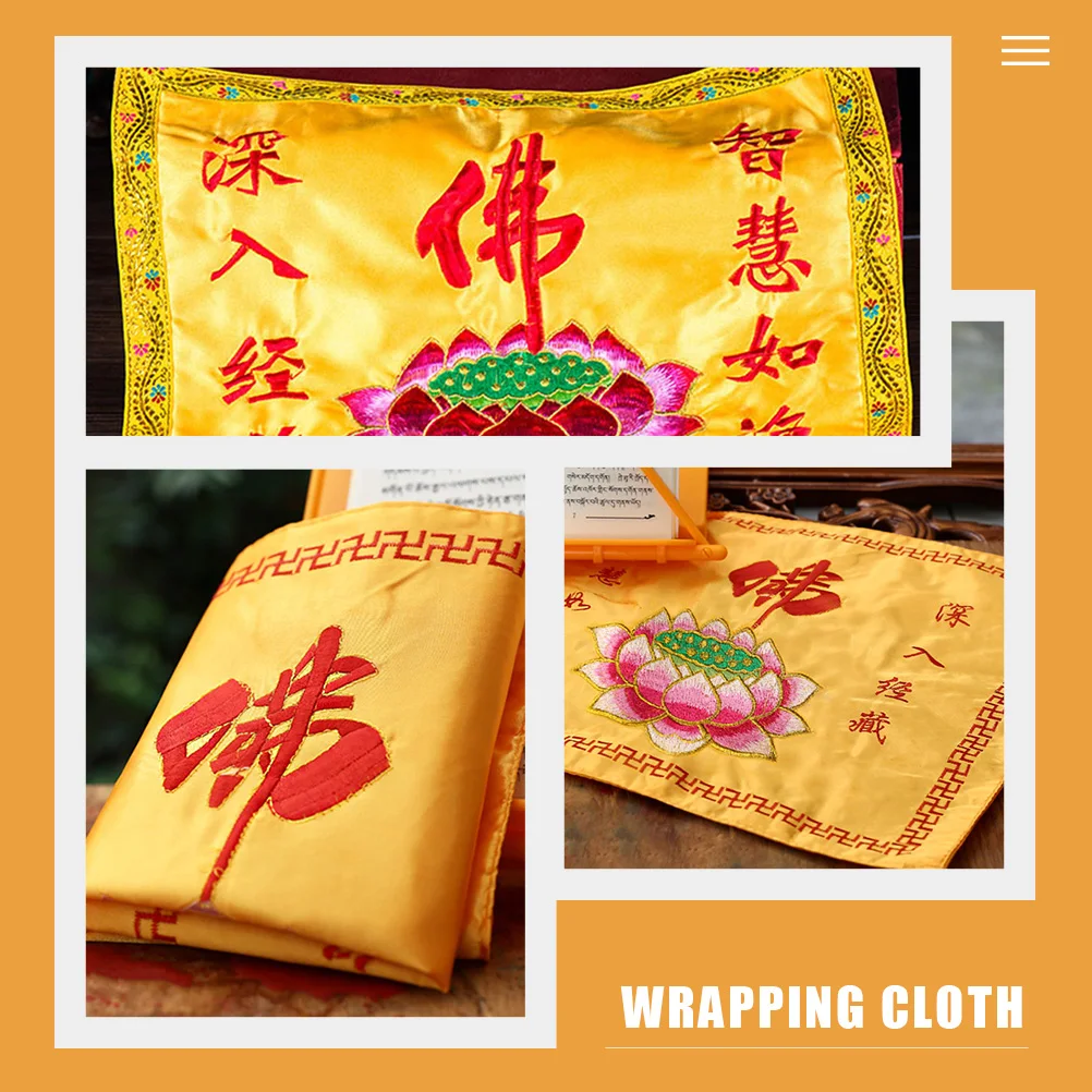 

Buddha Character Lotus Double Layer Silk Book Cover Anti Fading Wrapping Cloth Easy Clean Travel Packing Cloth