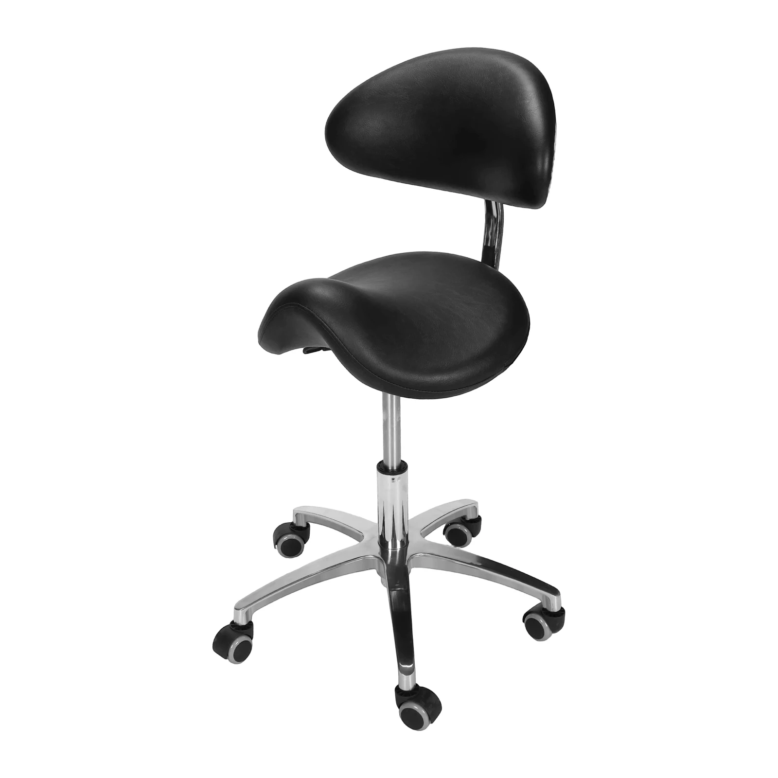 Saddle Stool with Wheels Saddle Rolling Stool with Back Support 19.93-21.65in Height for Home Office Salon Spa Kitchen Tattoo