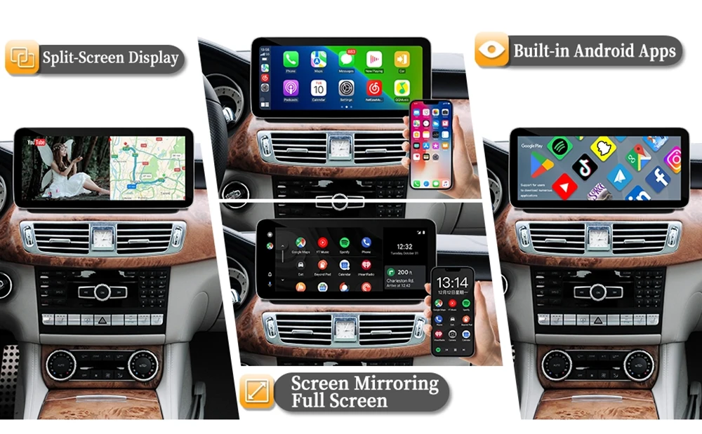 Für Mercedes CLS C218 X218 Upgrade 10,25 Zoll Android Bildschirm Kabelloses Android Auto Apple CarPlay Google Maps Fahrzeug 4G Plug-and-Play – Detail 2