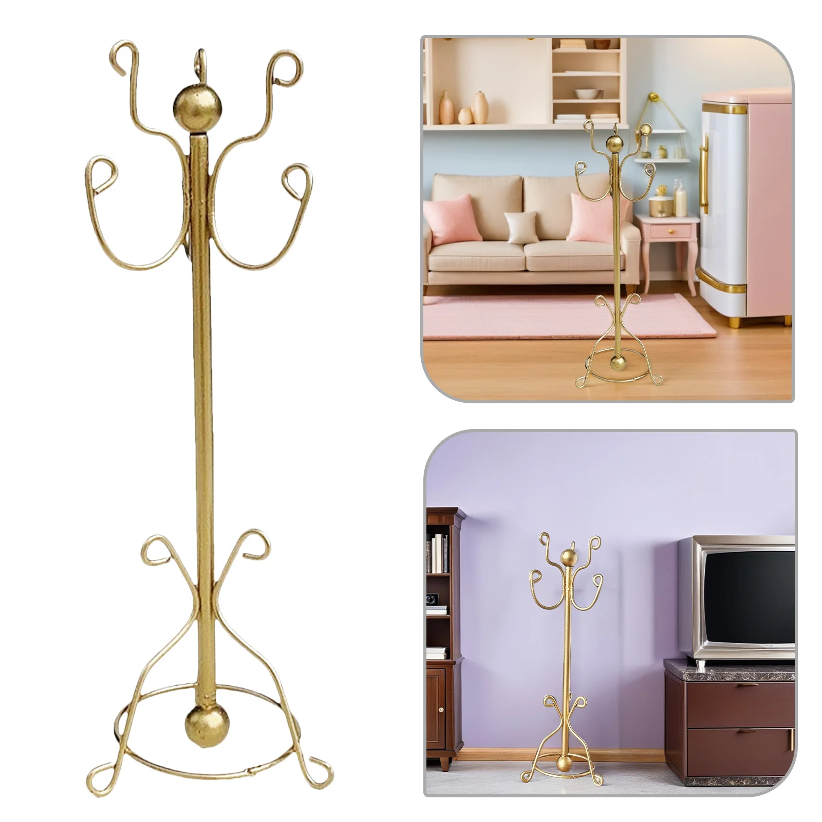 Appendiabiti in metallo in miniatura Appendiabiti per casa delle bambole 1:12 Design robusto per organizzare mini abiti Scena di giocattoli