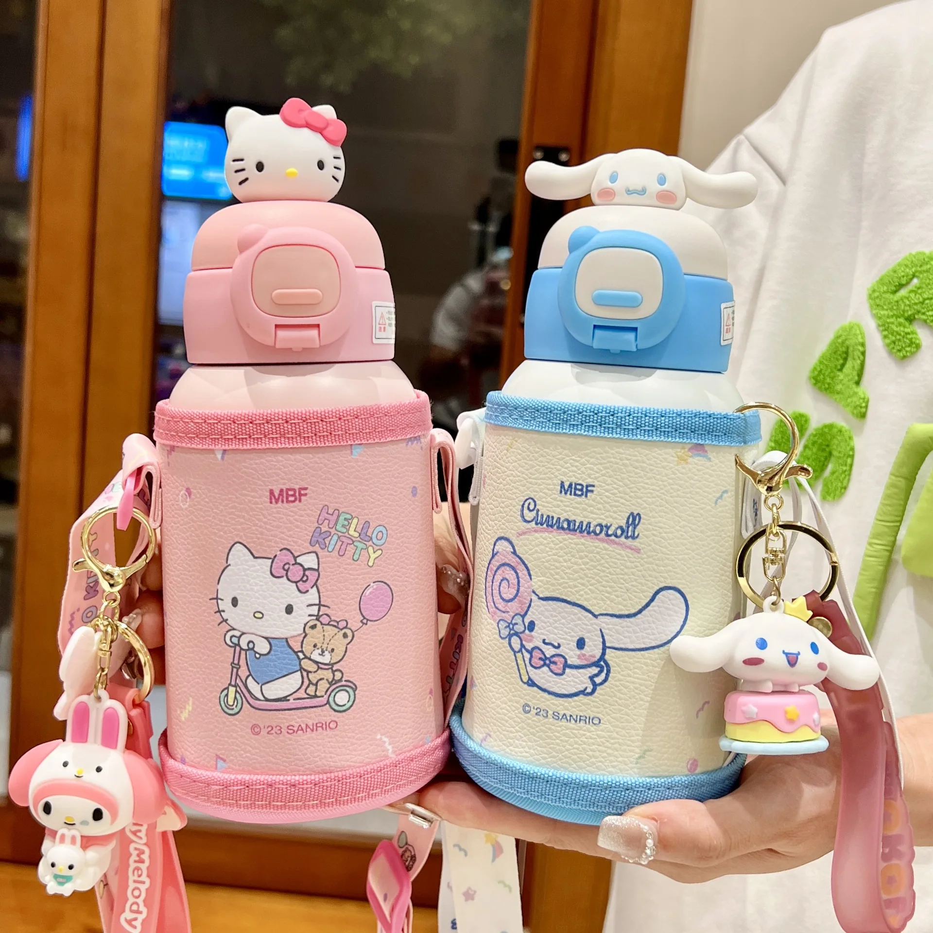 Kuromi Kuromi Peripheral Children's Thermos Cup Girls Food Grade Straw Cup Kindergarten Outing Strap Straw Cup Best Gift