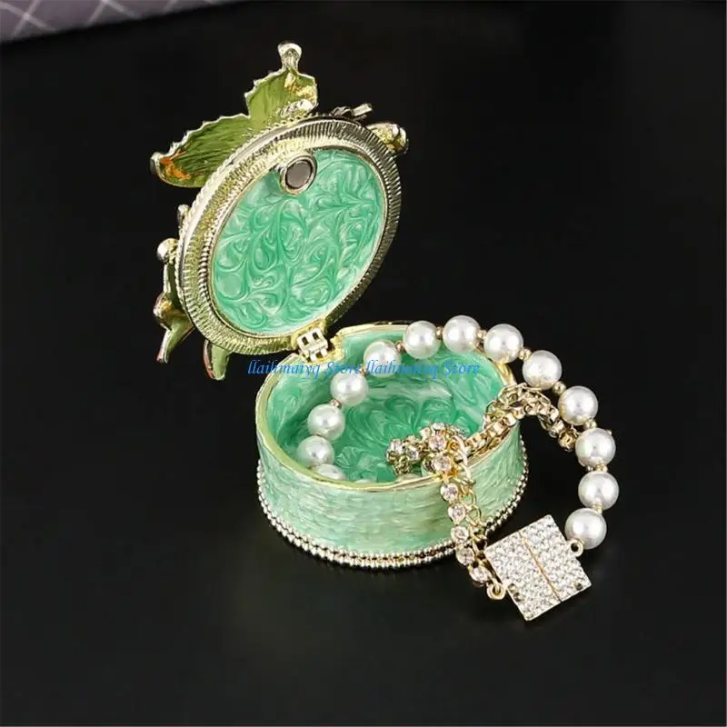 

573B Artistic Floral Enamel Jewelry Organizers With Secure Stainless Steel Construction And Tiered Storage Compartments