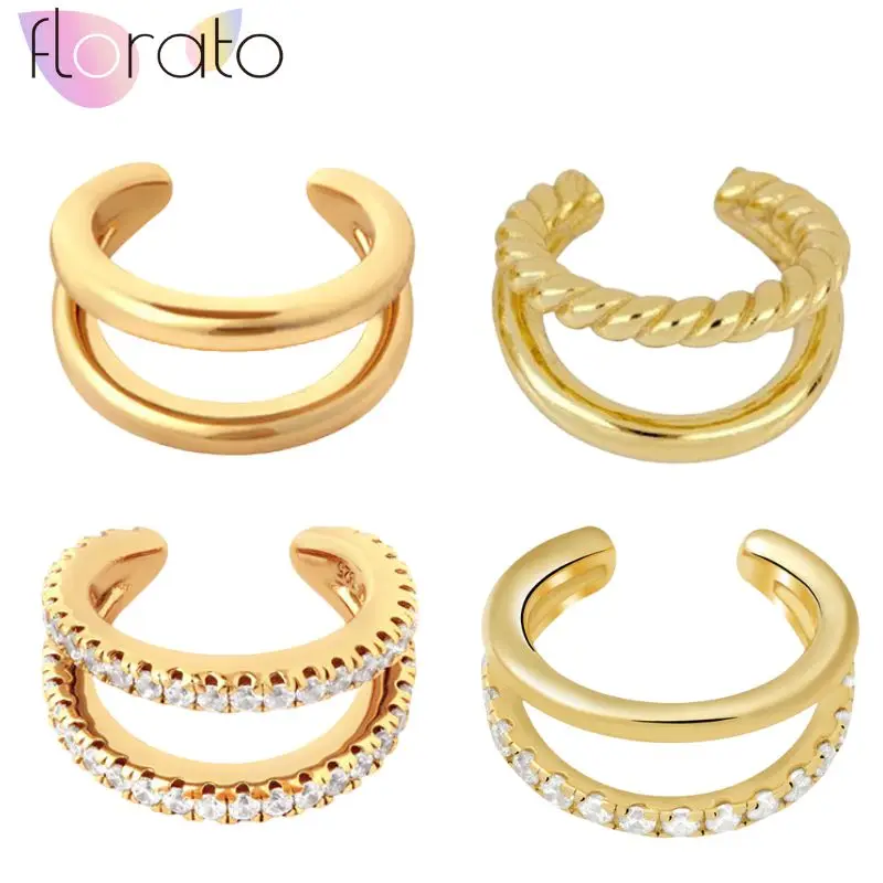

1PCS Advanced Classic Basic Double-layer Zircon 24k Gold Ear Cuff Women's Light Luxury Fashion Party Wedding Jewelry Accessories