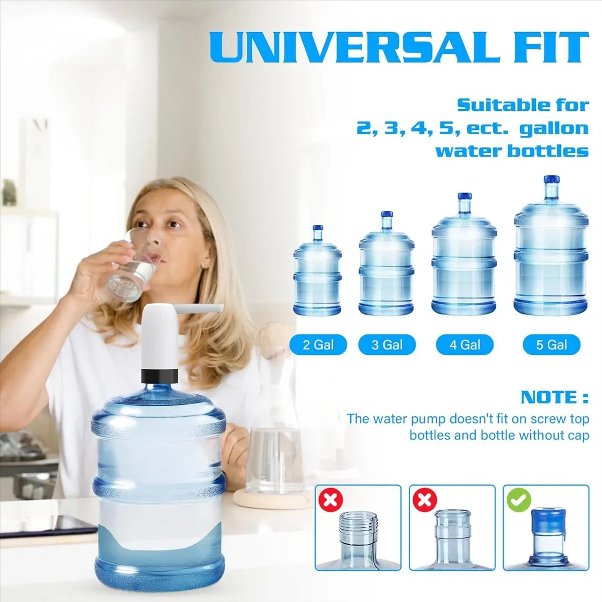 

(A25M) 5 Gallon Bottle Water Dispenser Pump - Automatic Drinking Water Jug Dispenser with USB Charging, Portable Electric