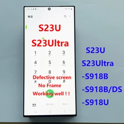 With defects Amoled For Samsung Galaxy S23 Ultra 5G Lcd S918B S918B/DS Display Touch Screen Digitizer Assembly 100% testing