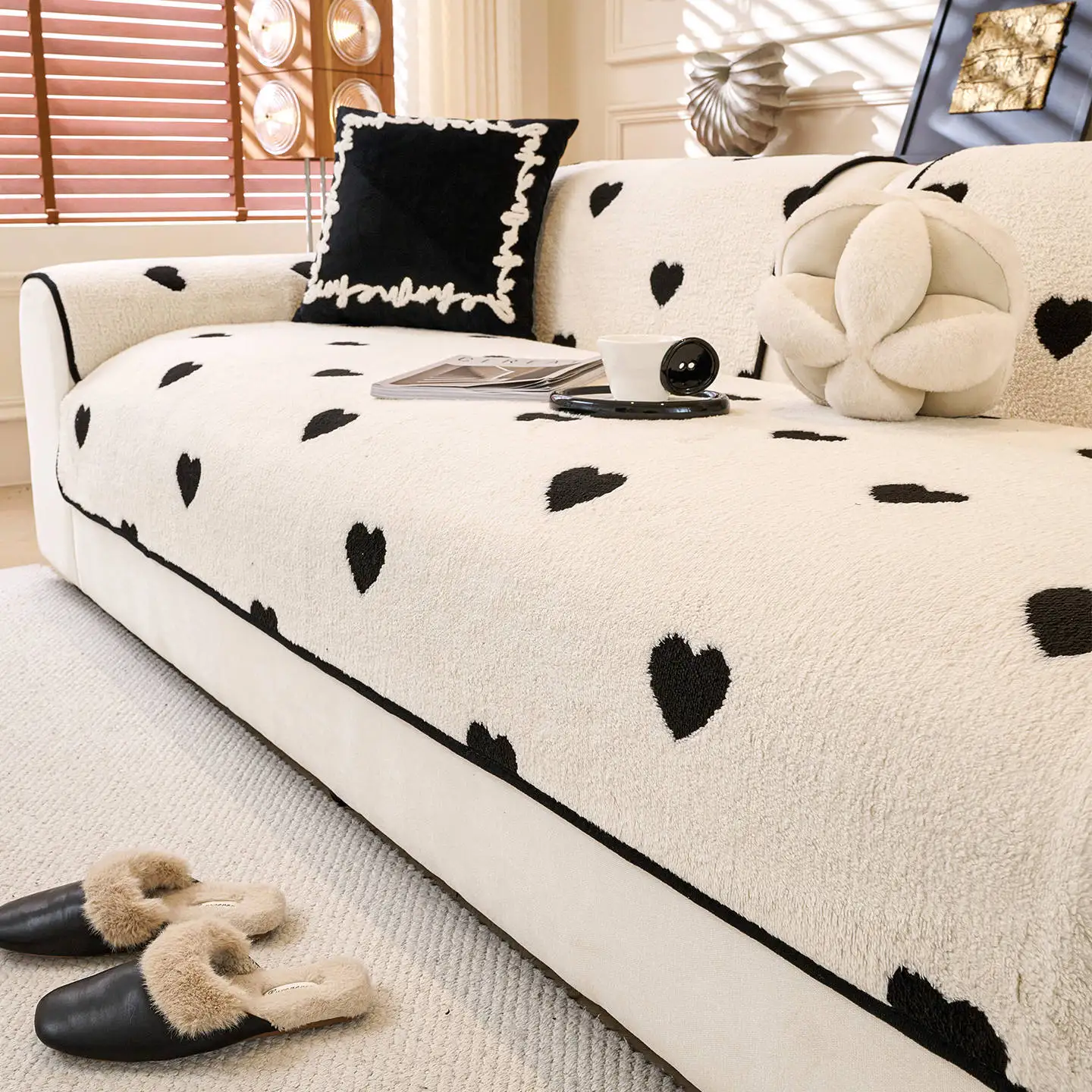 Cuscino per divano in peluche ispessito di alta qualità Design dal taglio dritto per il soggiorno Cuscino per sedile antiscivolo caldo invernale