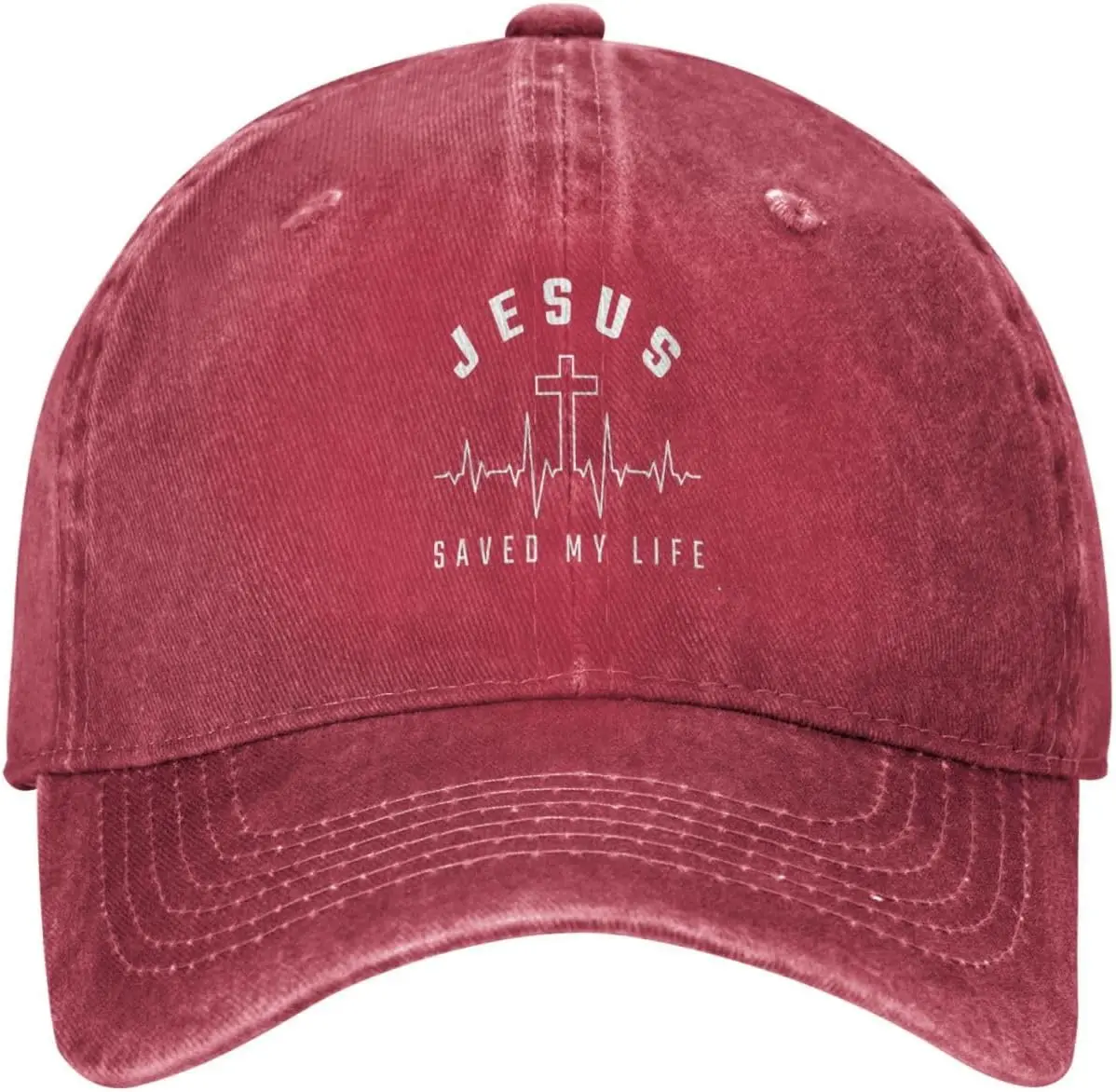 Jesus Saved My Life Baseball Cap Christian Faith Distressed Washed Cotton Adjustable Outdoor Sports Hat