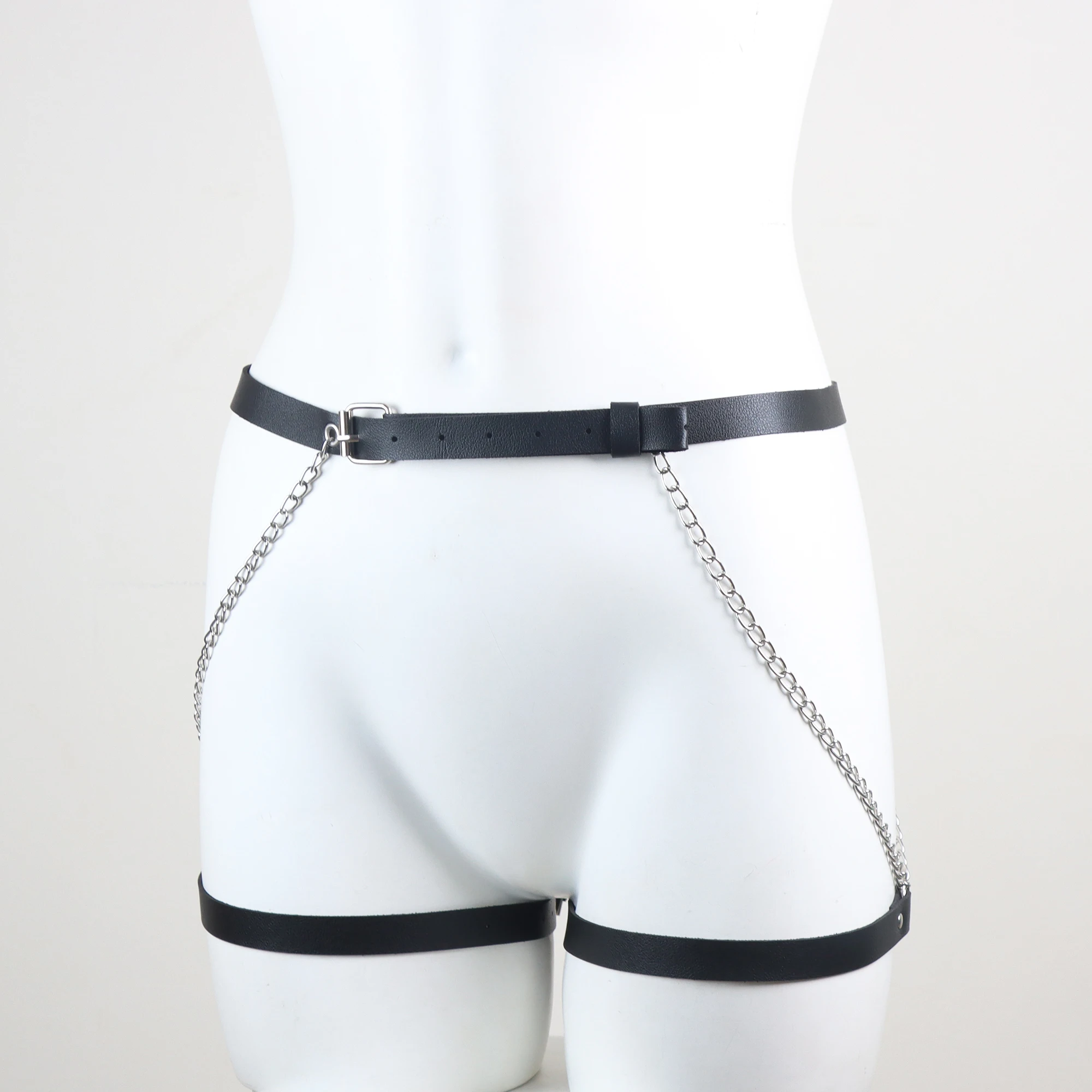 Fullyoung-arnés de pierna de cuero para mujer, liguero, Medias, Lencería erótica, Bondage corporal, cinturón de espada, jaula, tirantes de cintura, Sexy, gótico