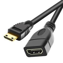 FSU Male-Female Mini HDMI-compatible cable mini to standard Adapters 1080P 3D Connector extension cable 15cm for Camera laptop