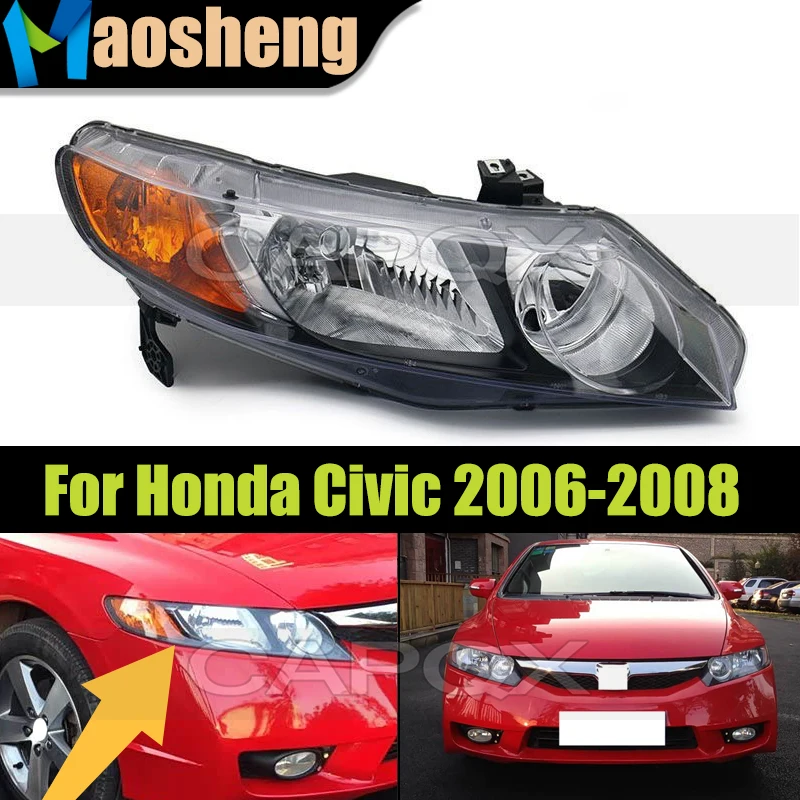

Front Headlight Head Light Without Bulbs For Honda Civic 2006 2007 2008 Headlamp Driver Light