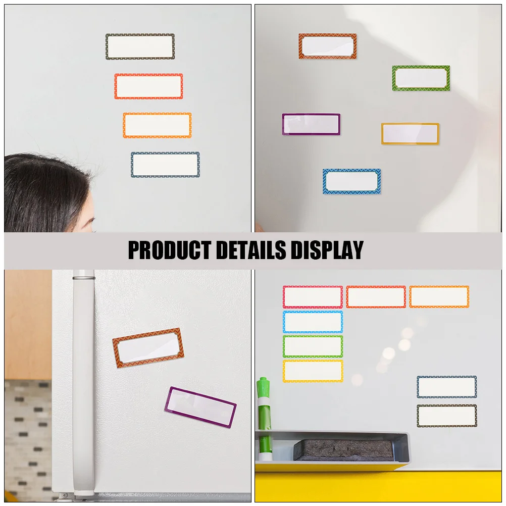

24pcs Magnetic Name Plate Tags Dry Erase Labels Writable Flexible Magnet Stickers For Fridge Whiteboard School Office Home