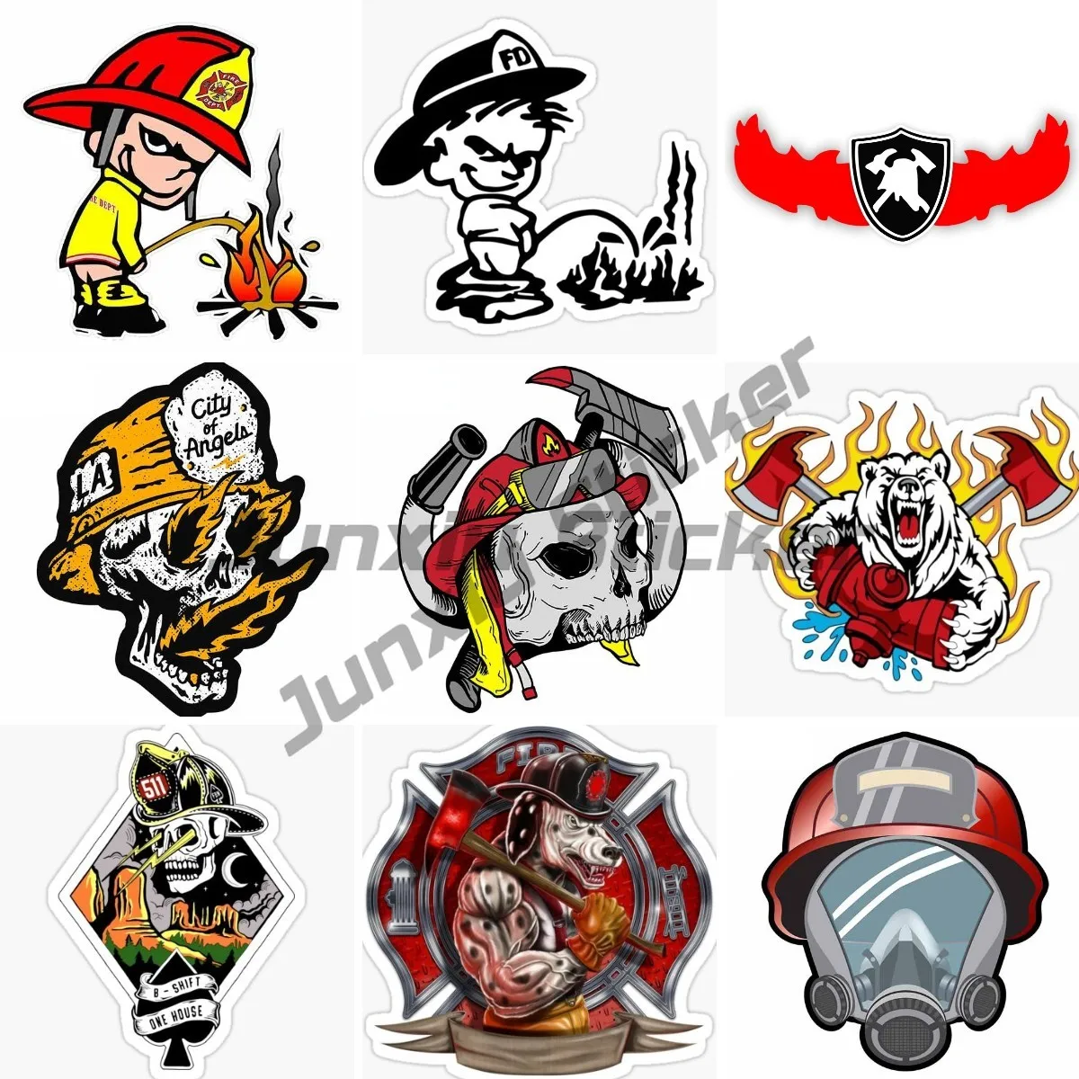 Skeleton Firefighters Brave Cool Fire Man Logo Car Sticker Auto Decal Window Removable Fireman Glue Car Body Stickers Decoration