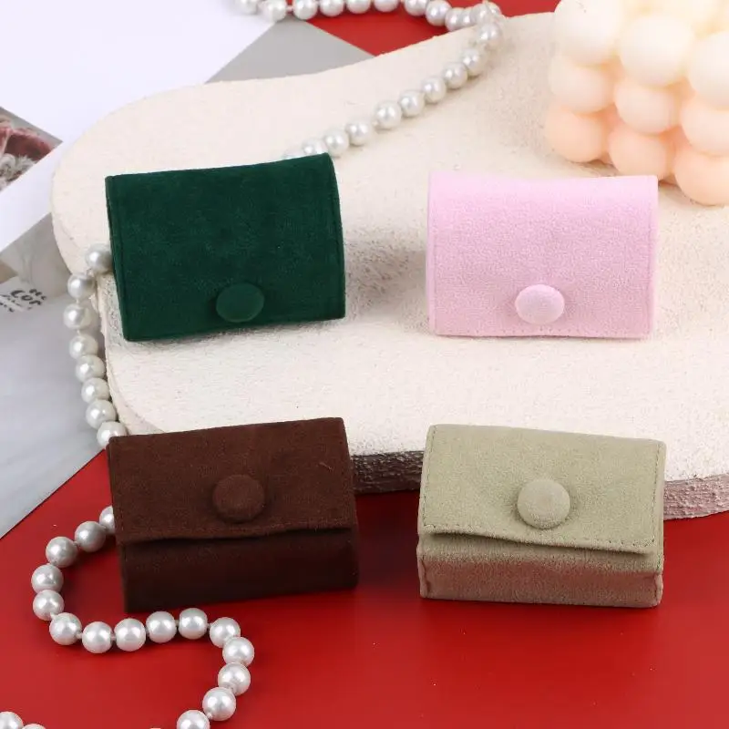 

Мягкий бархатный мешочек для украшений, миниатюрная портативная сумочка для колец, футляр для ювелирных изделий с кнопкой-защелкой для сережек, подарочная упаковка для свадьбы, вечеринки, путешествий