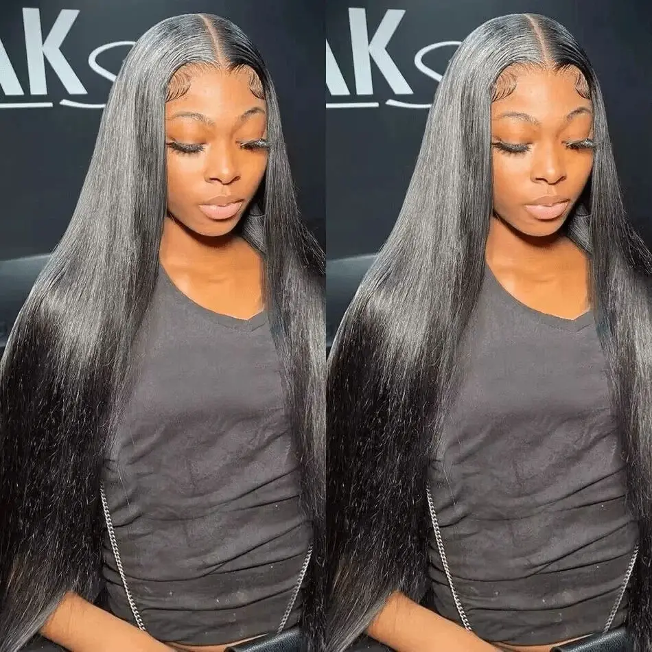 200% 40 Inch Bone Straight 13X4 Transparent Lace Frontal Human Wigs Pre Plucked With Natural Hairline Remy Human Hair Wigs image 5