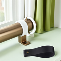 4 pcs Bohemian Style Pu Curtain Rod Straps Wall Mounted Hooks For Bathroom Kitchen Bedroom Towel Hanging Storage Wall Pu Strap