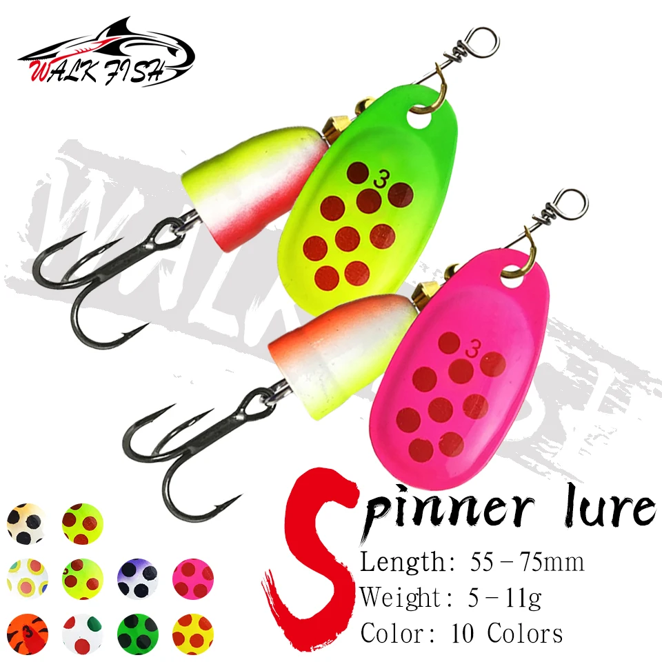 WALK FISH 5g 6g 8g 9g 11g Spinner Köder Tackle Harte Angelköder Verbund Pailletten Farbe Rotierender Langstrecken-Metall-Drei-Buch-Haken