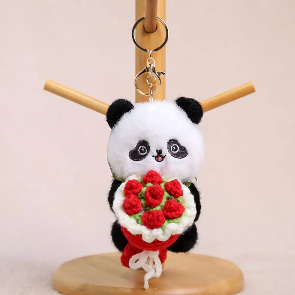 พวงกุญแจตุ๊กตาแพนด้า ตุ๊กตาขนนุ่ม ช่อดอกไม้ ของตกแต่งน่ารัก จี้กระเป๋า ของนำโชค ของประดับกระเป๋าเป้ ของขวัญ