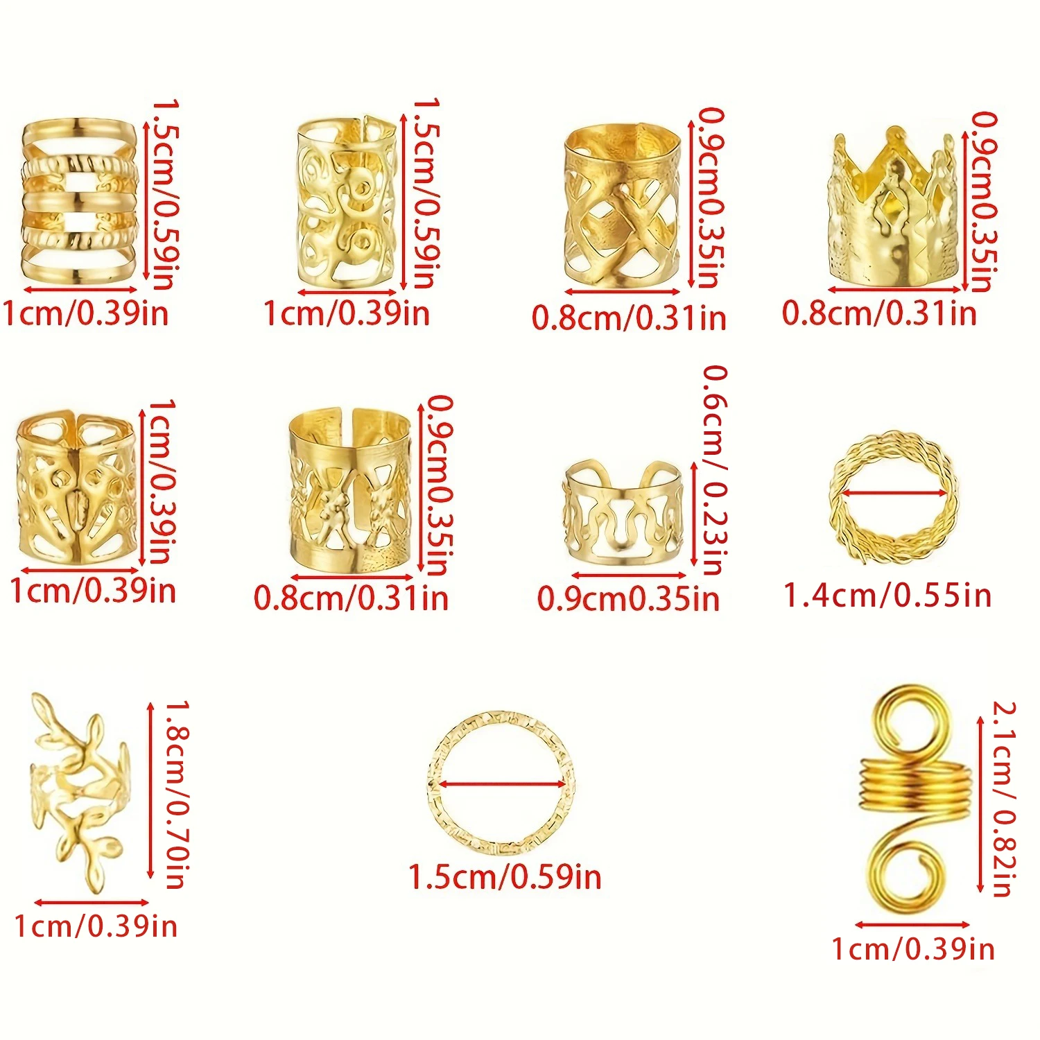 280pcs Alloy Hair Accessories Set, Elegant Bohemian Style, Hollow & Beaded Designs, Round Shape, Unisex Hair Jewelry Decorative