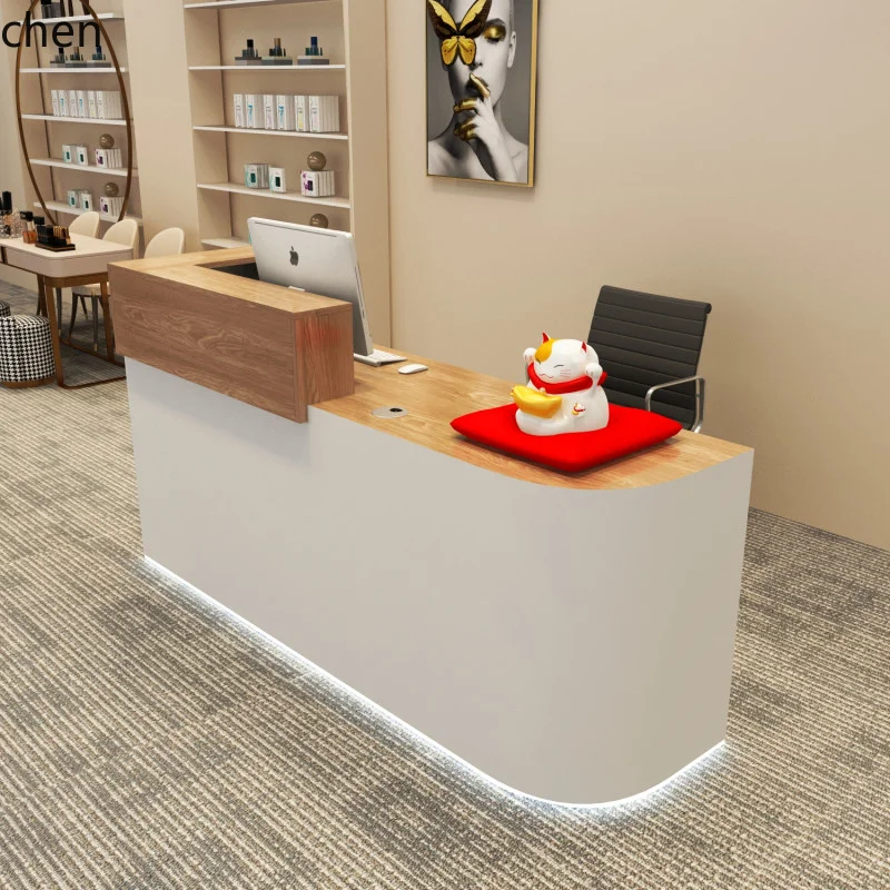 ZML Simple Modern Small Cash Register Counter for Clothing Store, Barber Shop, Beauty Salon Reception Desk