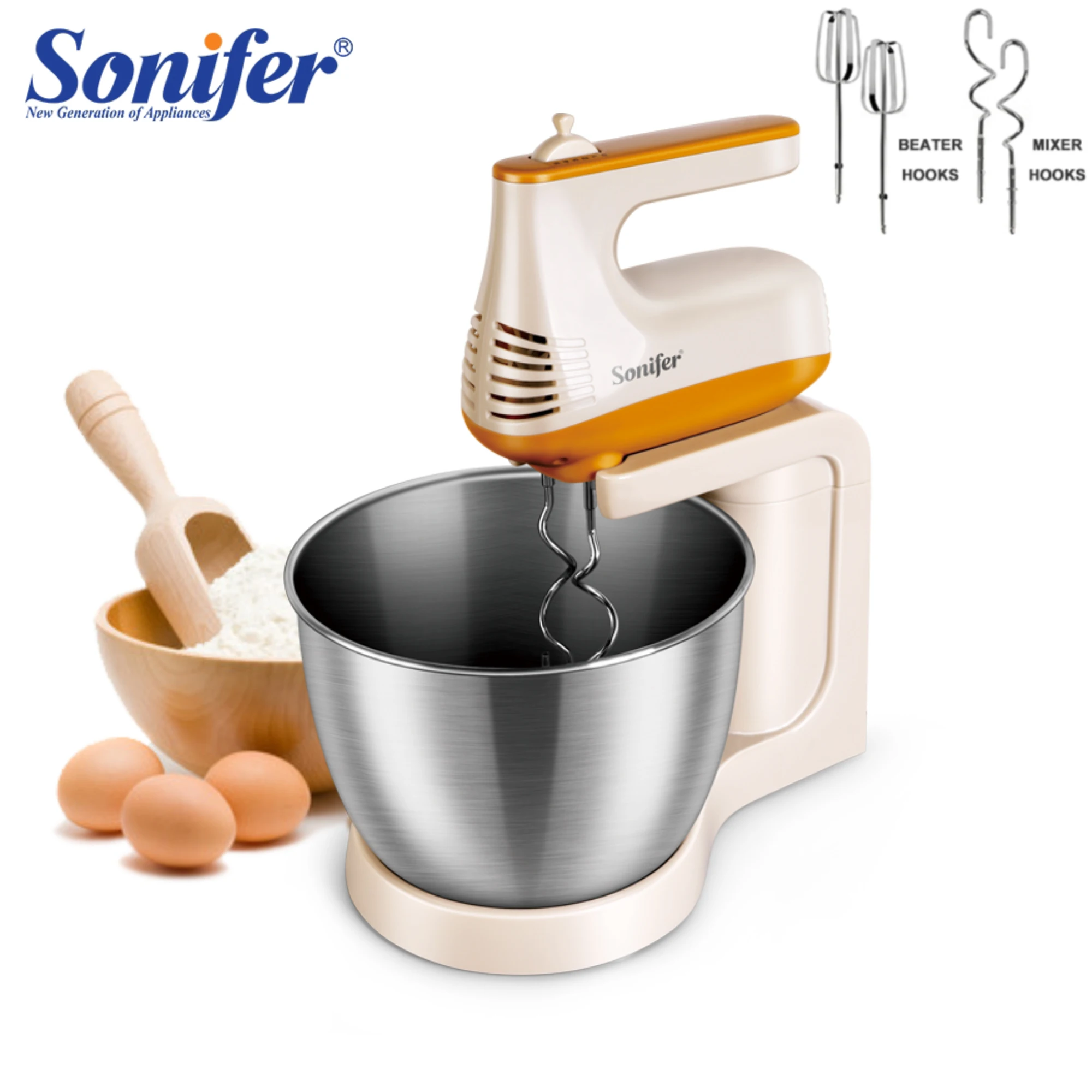 

Sonifer 3.5L Stand Mixer Kitchen Aid Food Blender Cream Whisk Cake Dough Mixers With Bowl Stainless Steel Chef Machine Charm