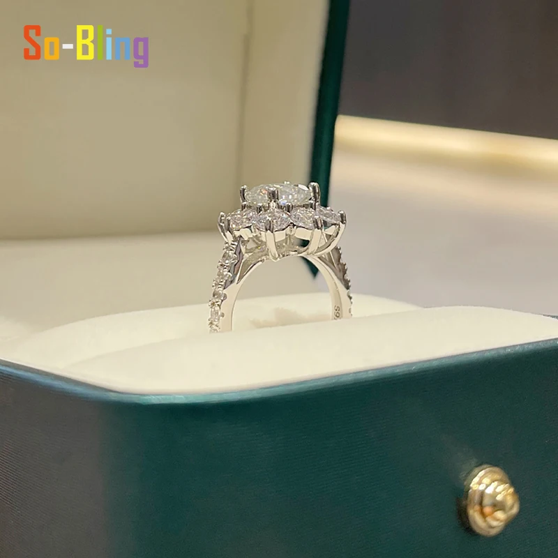 So-Bling 1-3Ct مويسانيتي خاتم 925 فضة خواتم للنساء أنيقة غرامة مجوهرات الحفلات هدية #4