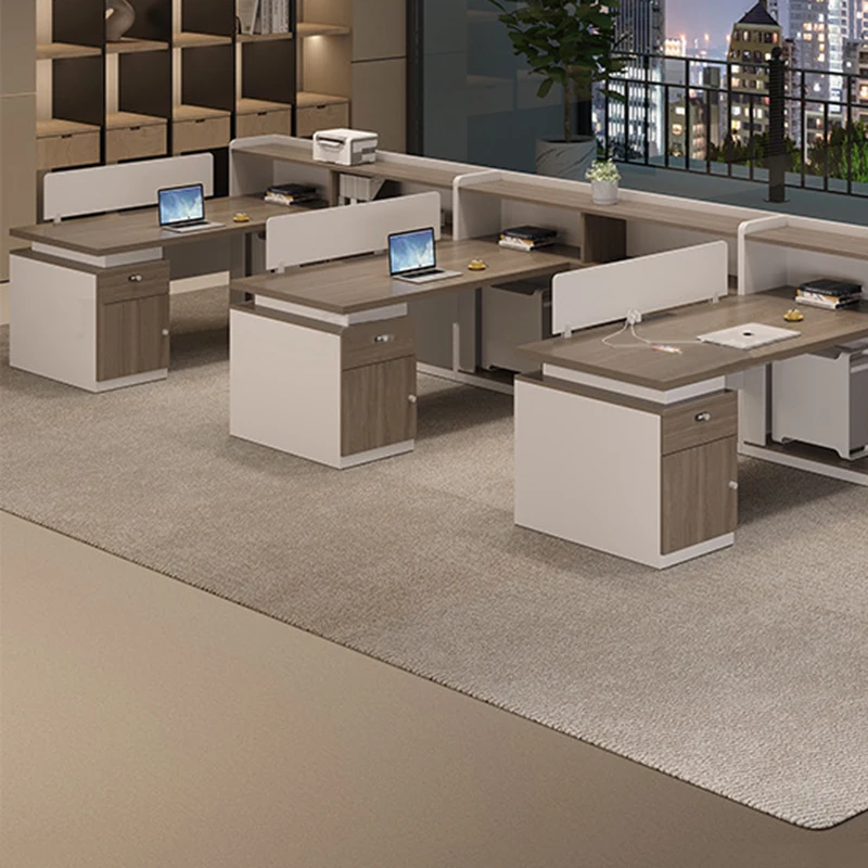 2026 Modern Commercial Durable Eco-Friendly Wooden Standing Desk | Modular L-Shape Computer Desk Dual Power Socket | Simple Asse