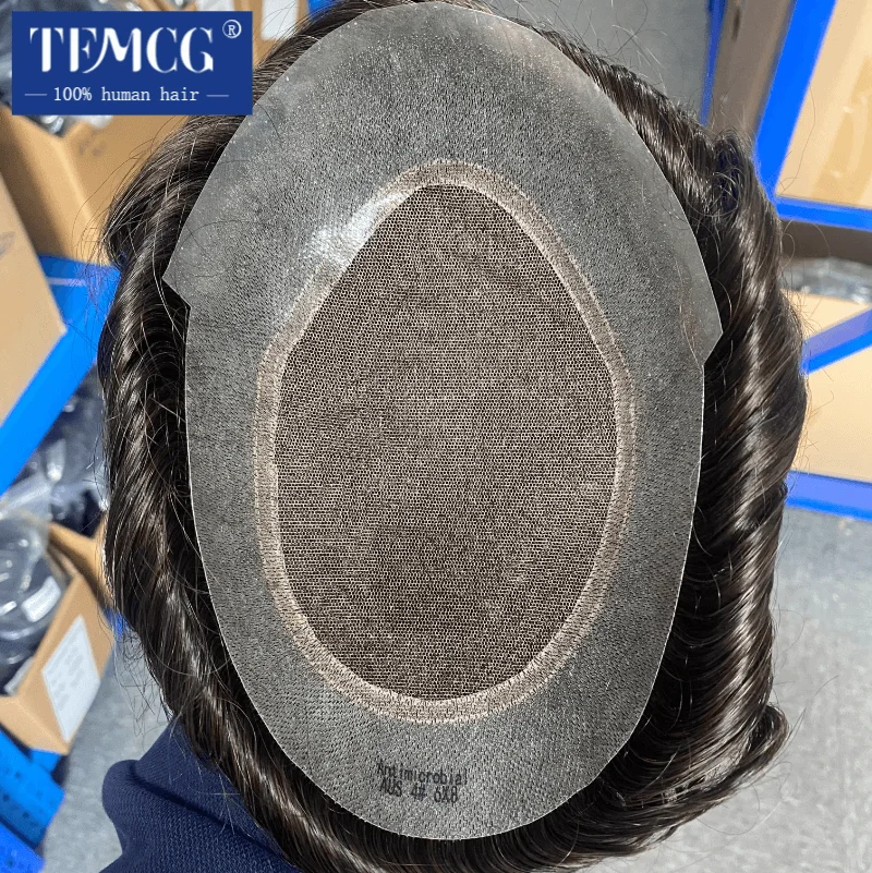عالية الجودة أستراليا شعر مستعار للرجال 100% شعر بشري طبيعي الشعر المستعار الرجال السويسري الدانتيل الذكور الشعر الاصطناعية استبدال نظام الرجال شعر مستعار