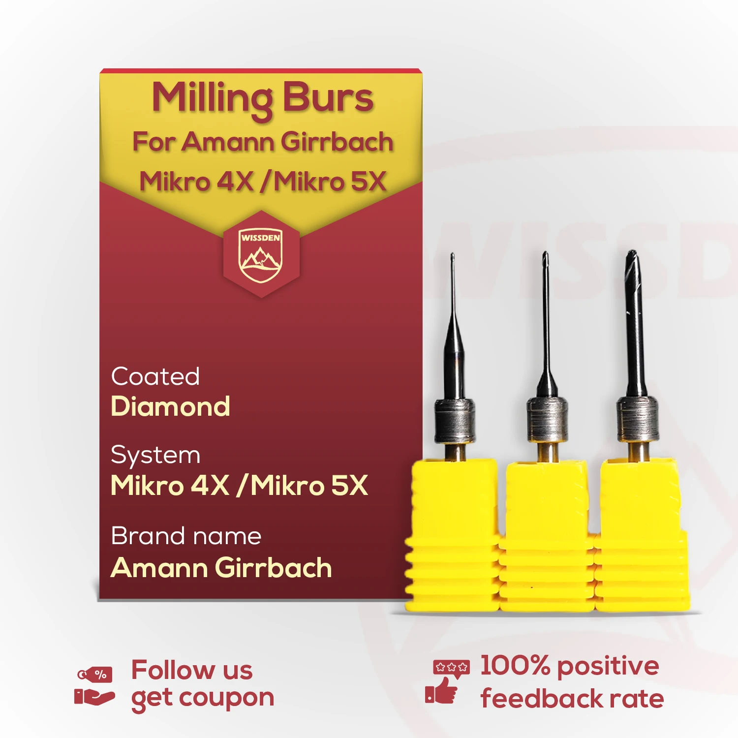 Amann Girrbach Dental Milling burs Mikro 4X  Mikro 5X Milling Machine 2Pcs