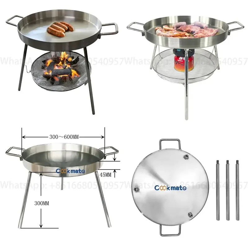 High Quality Food Grade 304 Stainless Steel Rotating Portable Charcoal BBQ Grill Grills Wire Mesh Tools Box Set Outdoor