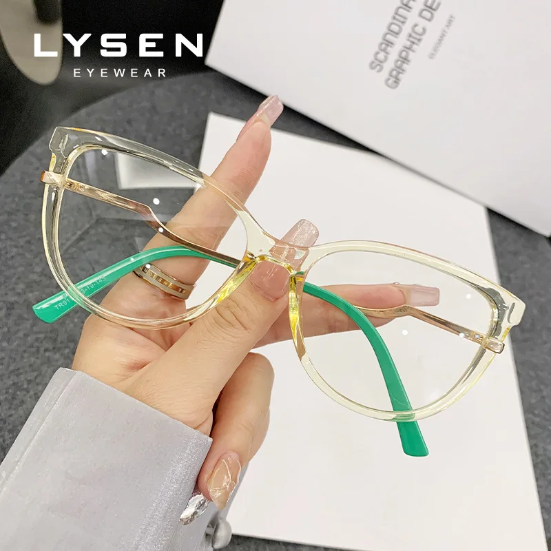 LYSEN Minimalist Cat Eye Reading Glasses Customized Progressive Prescription Anti Blue Light Anti Reflection Myopia Glasses