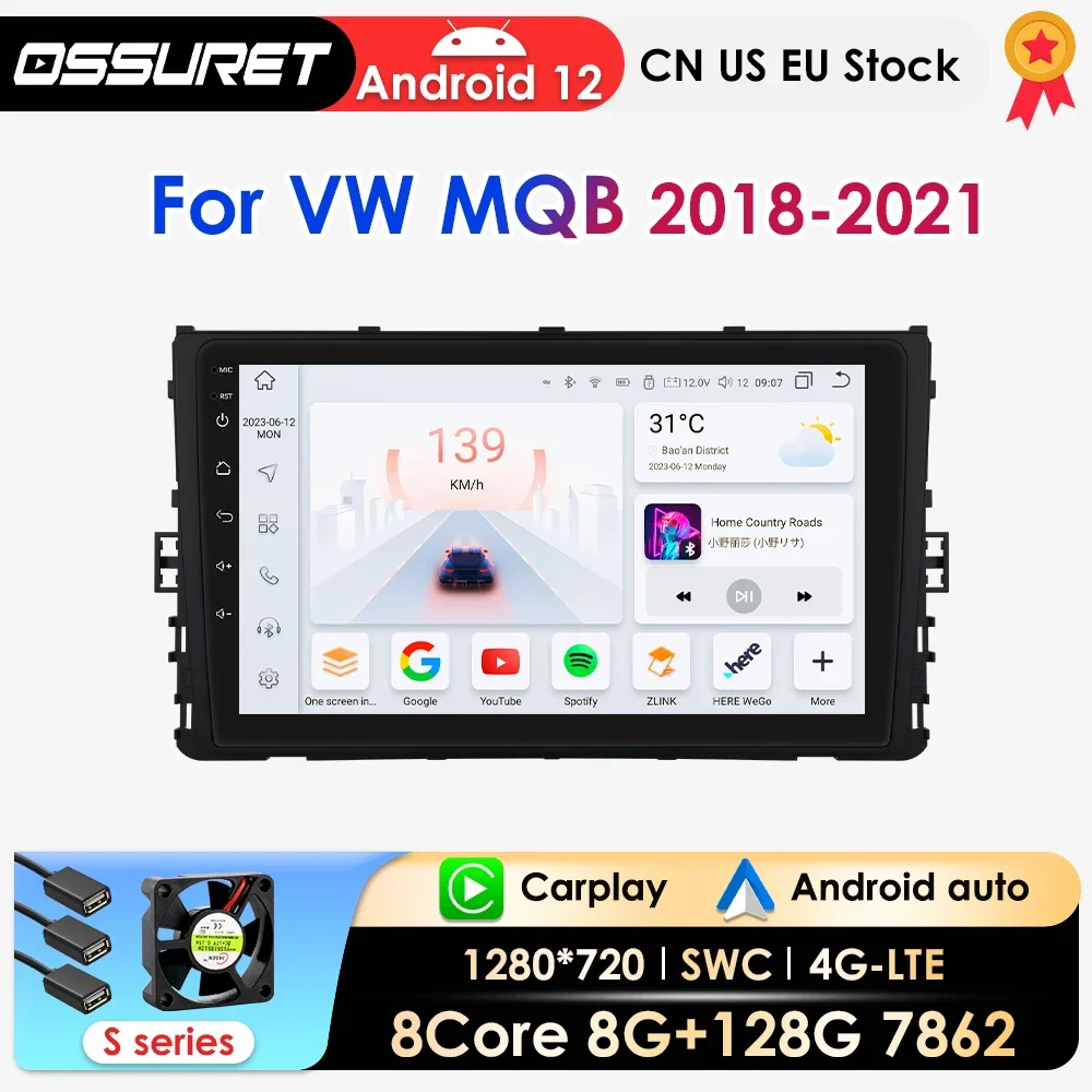 Ossuret AI Carplay Android Car Radio For Volkswagen VW MQB Polo Plus/T-Cross/Zoals T-Kruis/T- Roc Car Intelligent Navi GPS 7862