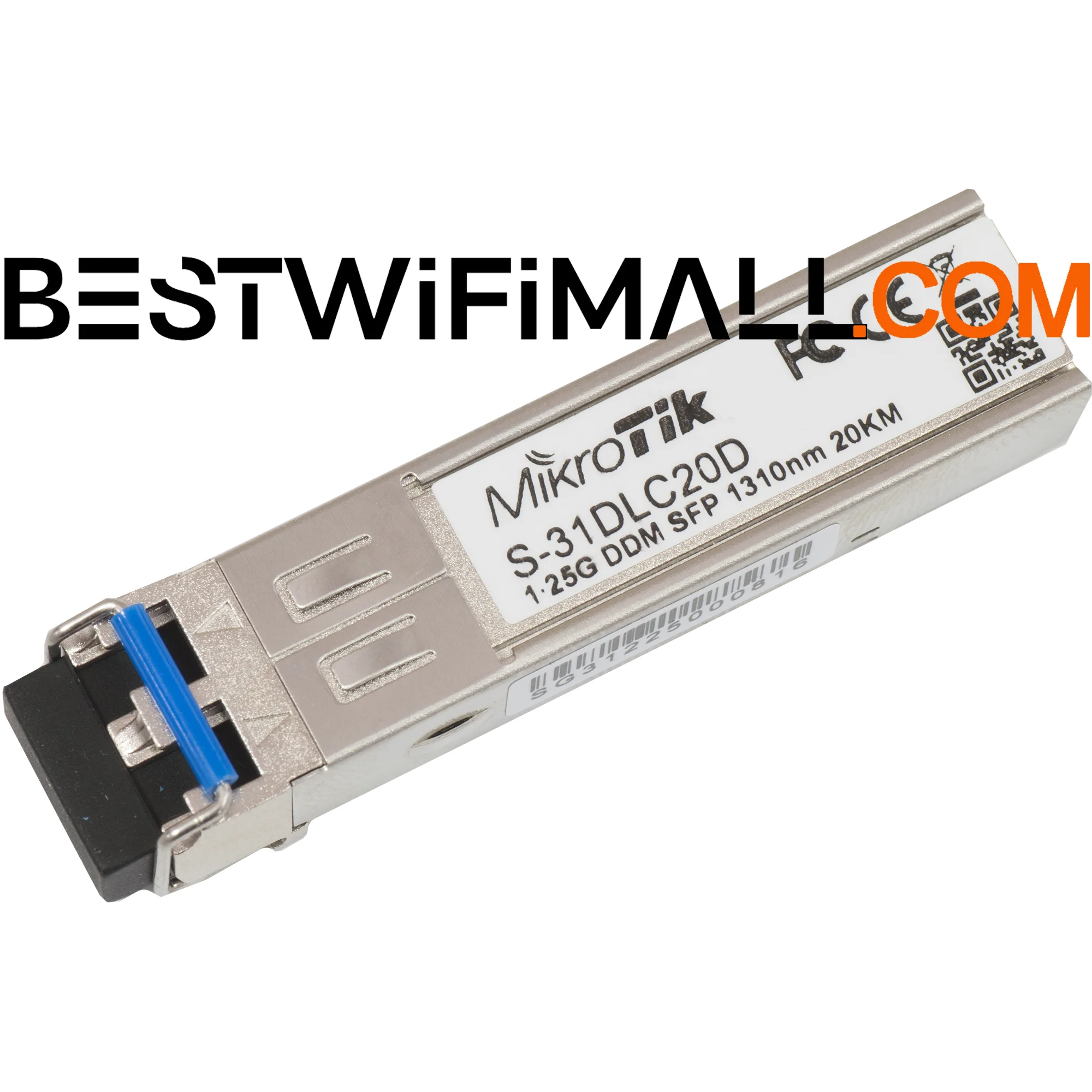 MikroTik S-31DLC20D, SFP 1.25G Module 20 KM Single Mode 1310nm Dual LC Connector, 20 KM Single Mode Fiber Connections 1 PCS