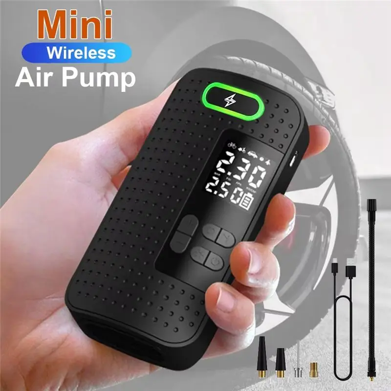 ABUE-Portable Electrical Car Air Pump Wireless Tire Inflatable Pump Inflator Air Compressor Pump For Car Motorcycle Bicycle