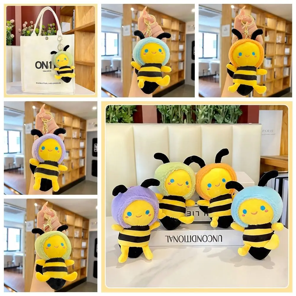 

Little Bee Shape Bee Plush Keychain Funny Cartoon Bee Doll Bag Pendant Personalized Creative Plush Animal Bee Keyring Kids Gift