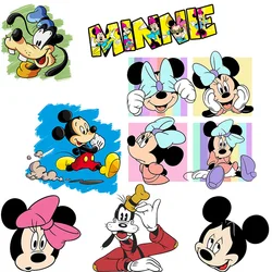 Pegatinas de parche Fusible de Mickey y Minnie Mouse para niños, ropa DIY, camisetas, sudaderas con capucha, parches de transferencia de hierro para regalos de navidad