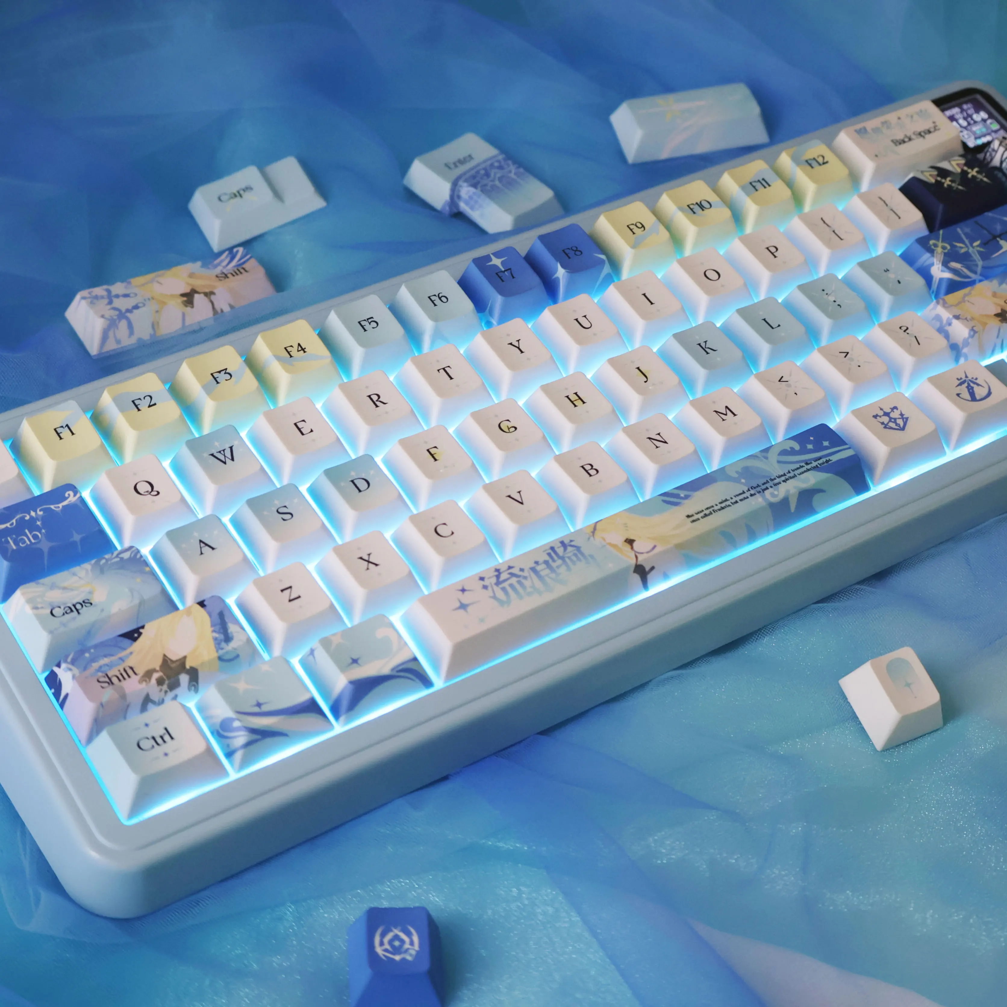 

Wuthering Waves CatalinaTheme Keys Katherine Keycaps PBT Cherry Profile Keycap for Mechanical Keyboard Made68 Mad68 Wooting 60